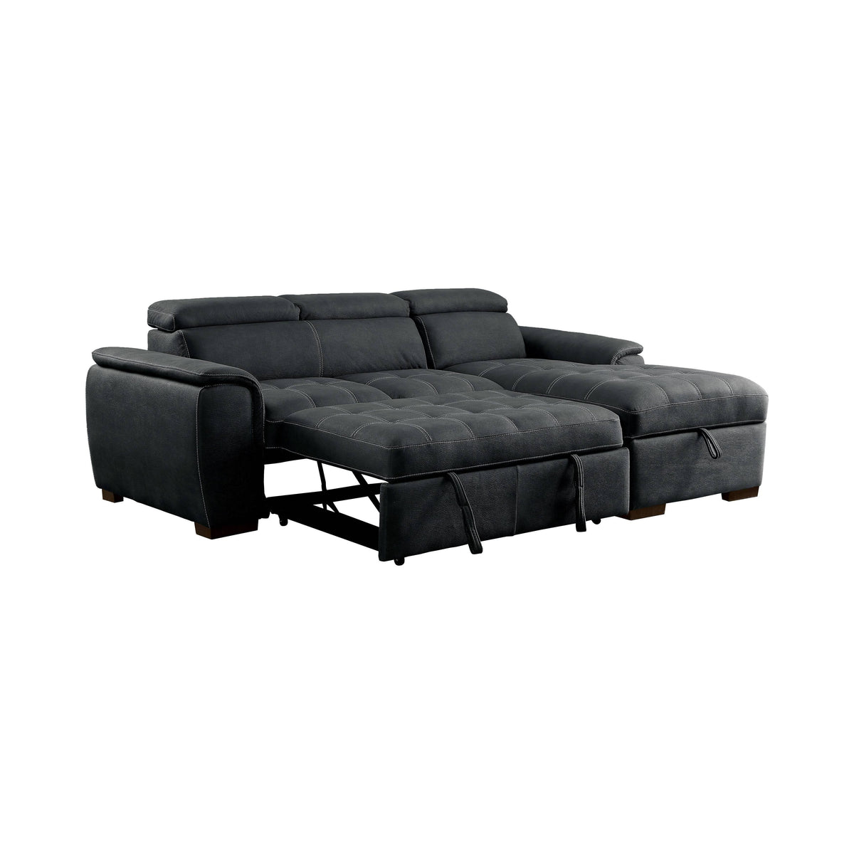 Lendra Contemporary Hidden Storage Sectional in Graphite