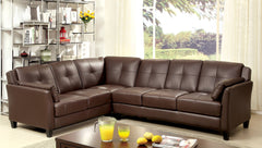 Noah Contemporary Faux Leather L-Shape Sectional in Brown