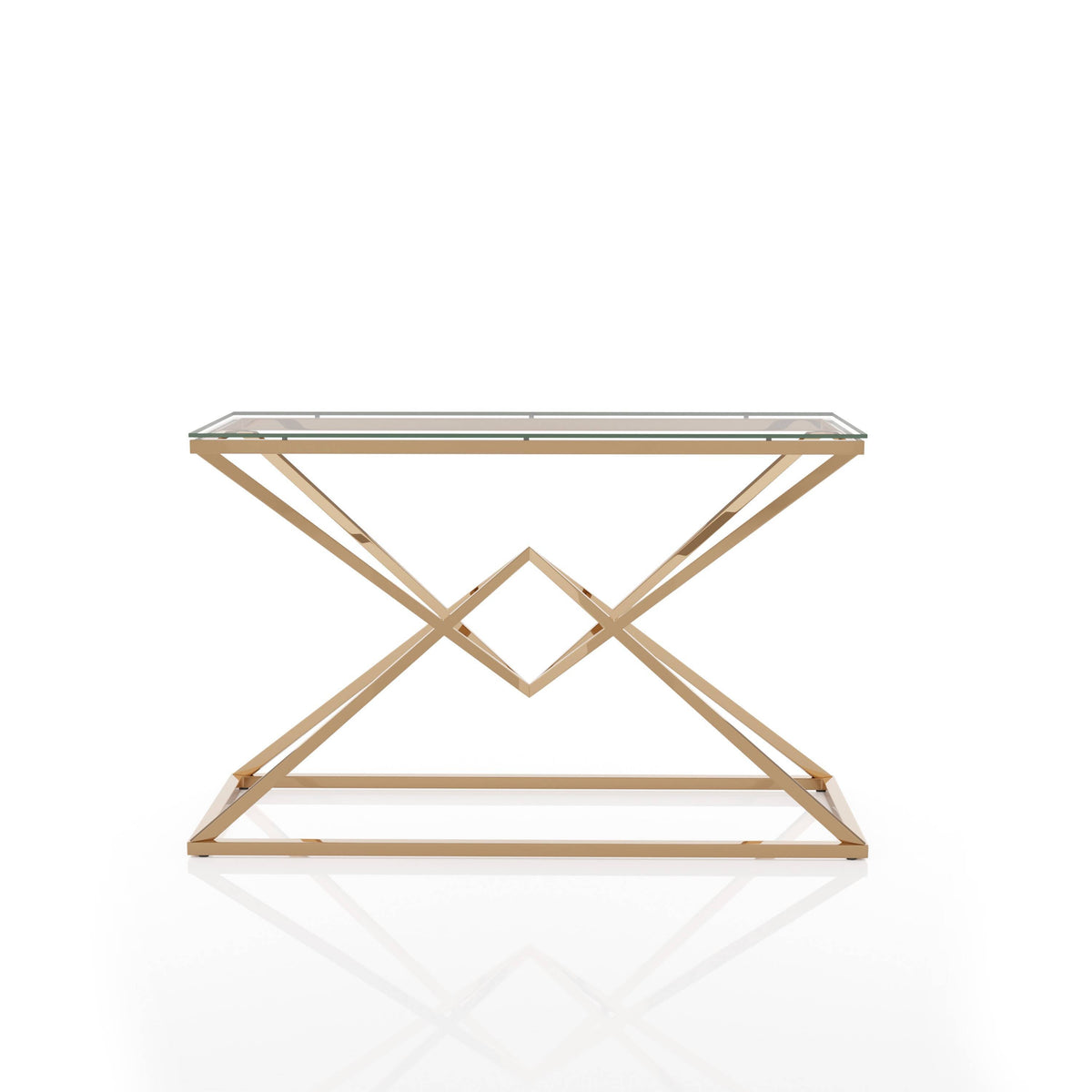 Cazzanarro Glass Top Console Table in Gold